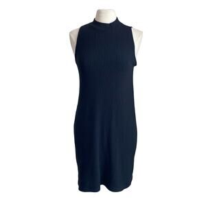 OLD NAVY Sweater Dress Womens Sz Large Ribbed Black Sleeveless Coastal Classic